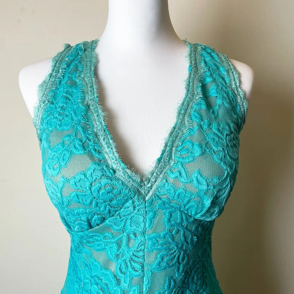 Hot Miami Styles Sexy Teal Lace Dress | Padded Bra Open Back | Size M - Picture 3 of 14